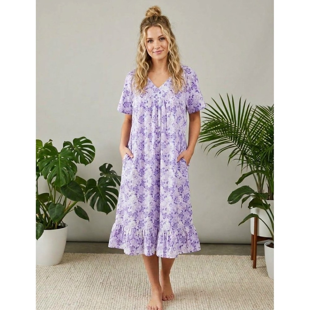 Anthony Richards Mumu House Dress Women 2X Purple Yellow Excellent